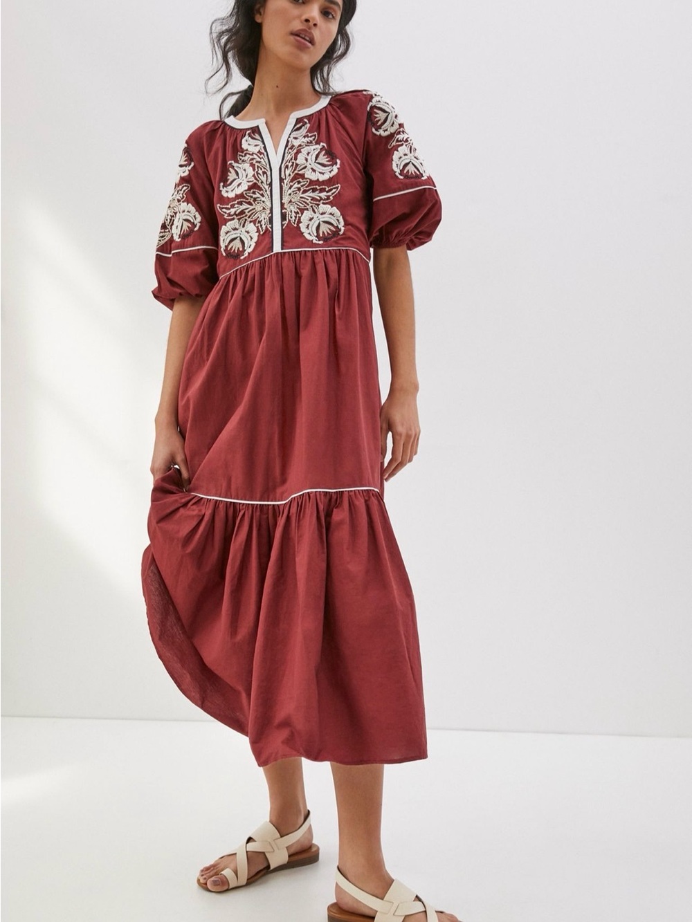 Anthropologie Embroidered Gretel Maxi Dress